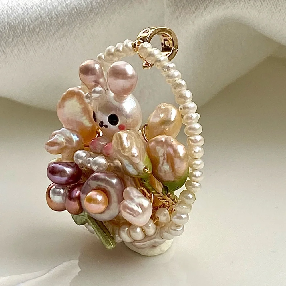 P203-Handmade High Quality Bunny Easter Basket Detachable Pendant - Picture 6 of 11